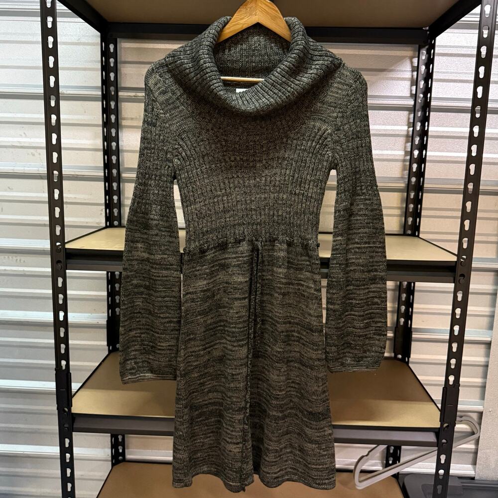 Calvin Klein Marled Knit Cowl Neck Sweater Dress Tie Waist Womens Size S